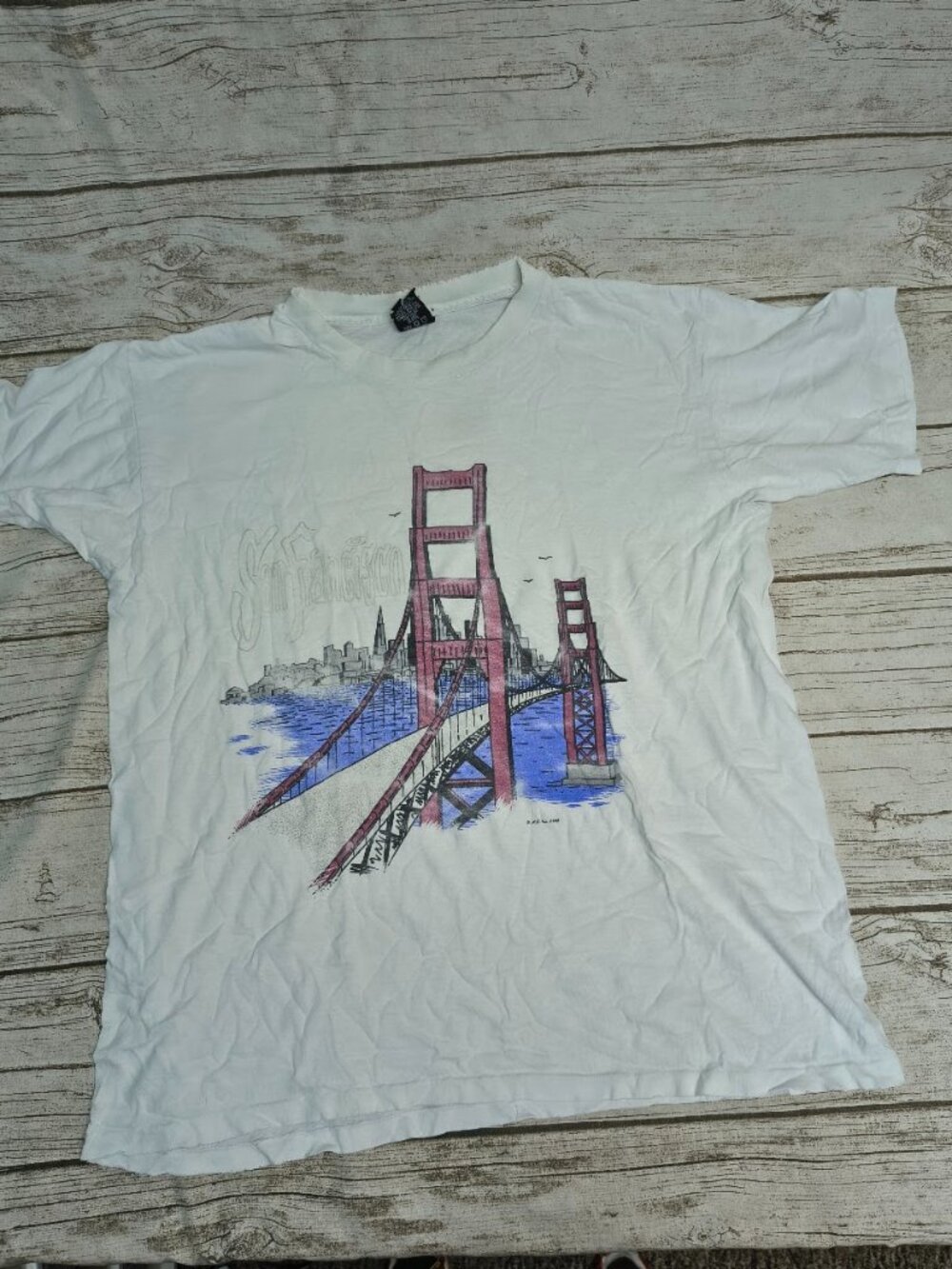 No Fear Vintage 1995 White San Francisco Bridge T-Shirt Size Large